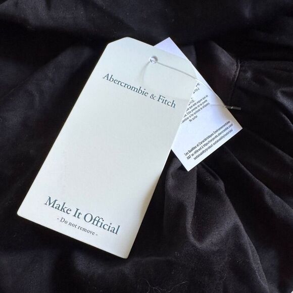 Abercrombie & Fitch Dipped-Waist Bubble Hem Midi Dress SP Black - Picture 6 of 8